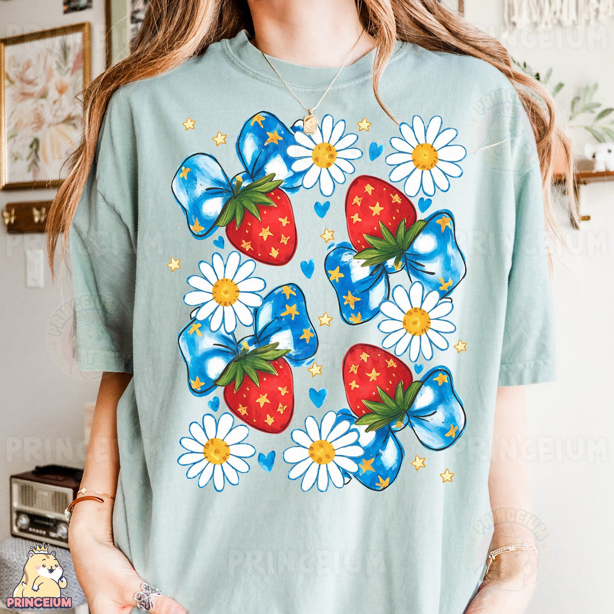 Strawberry Bows & Daisies