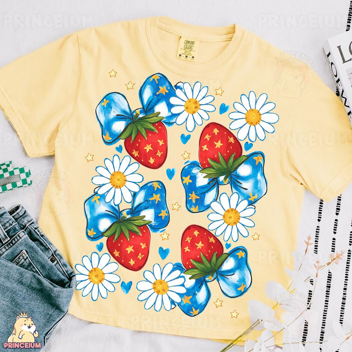 Strawberry Bows & Daisies