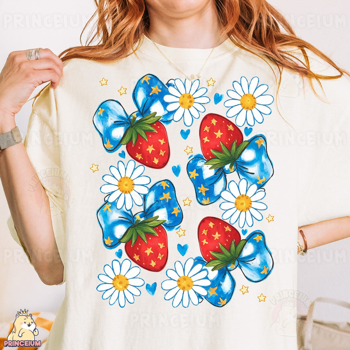 Strawberry Bows & Daisies