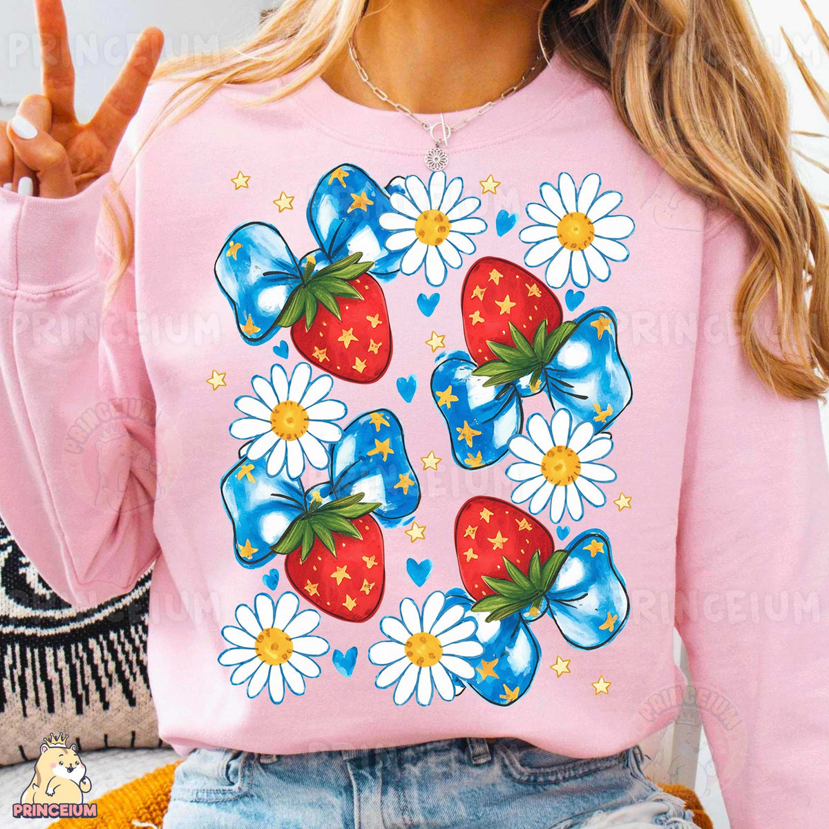 Strawberry Bows & Daisies