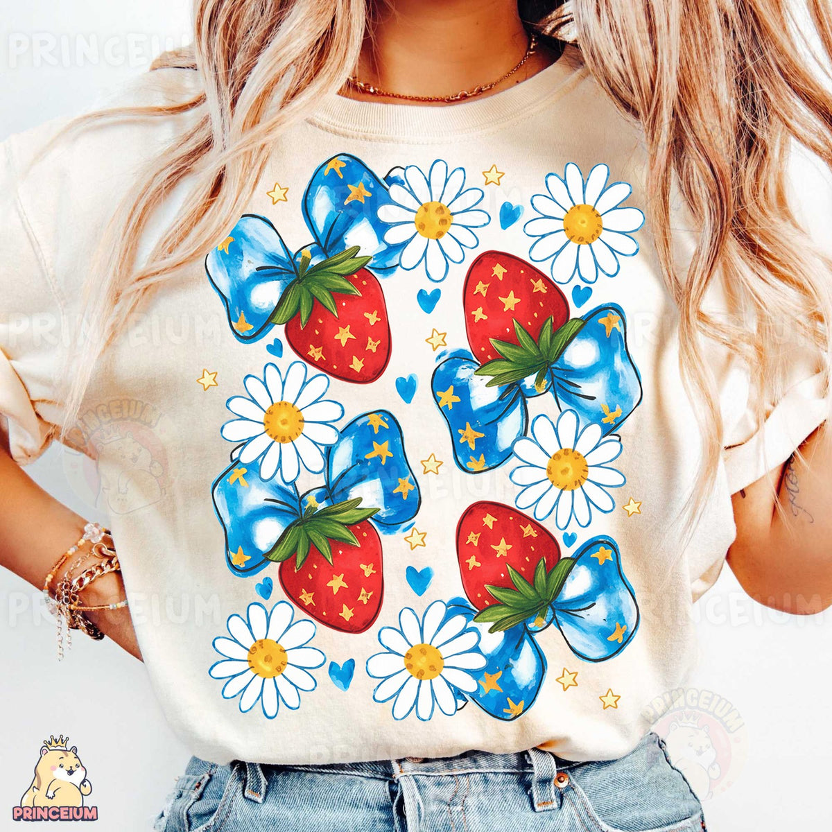 Strawberry Bows & Daisies