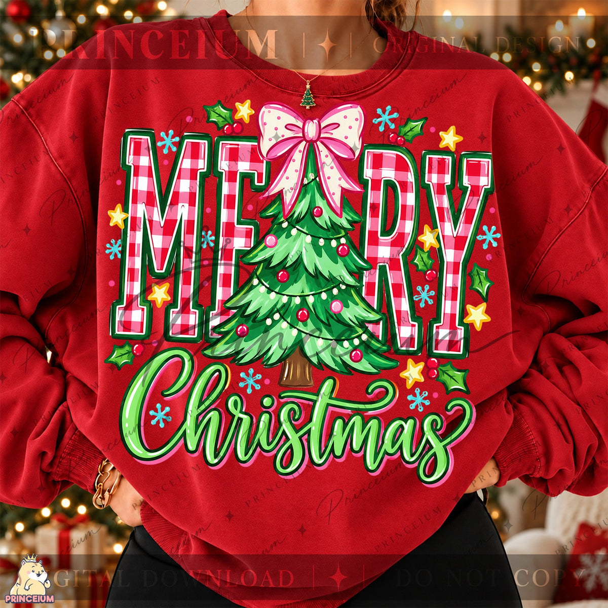 Gingham Merry Christmas Tree