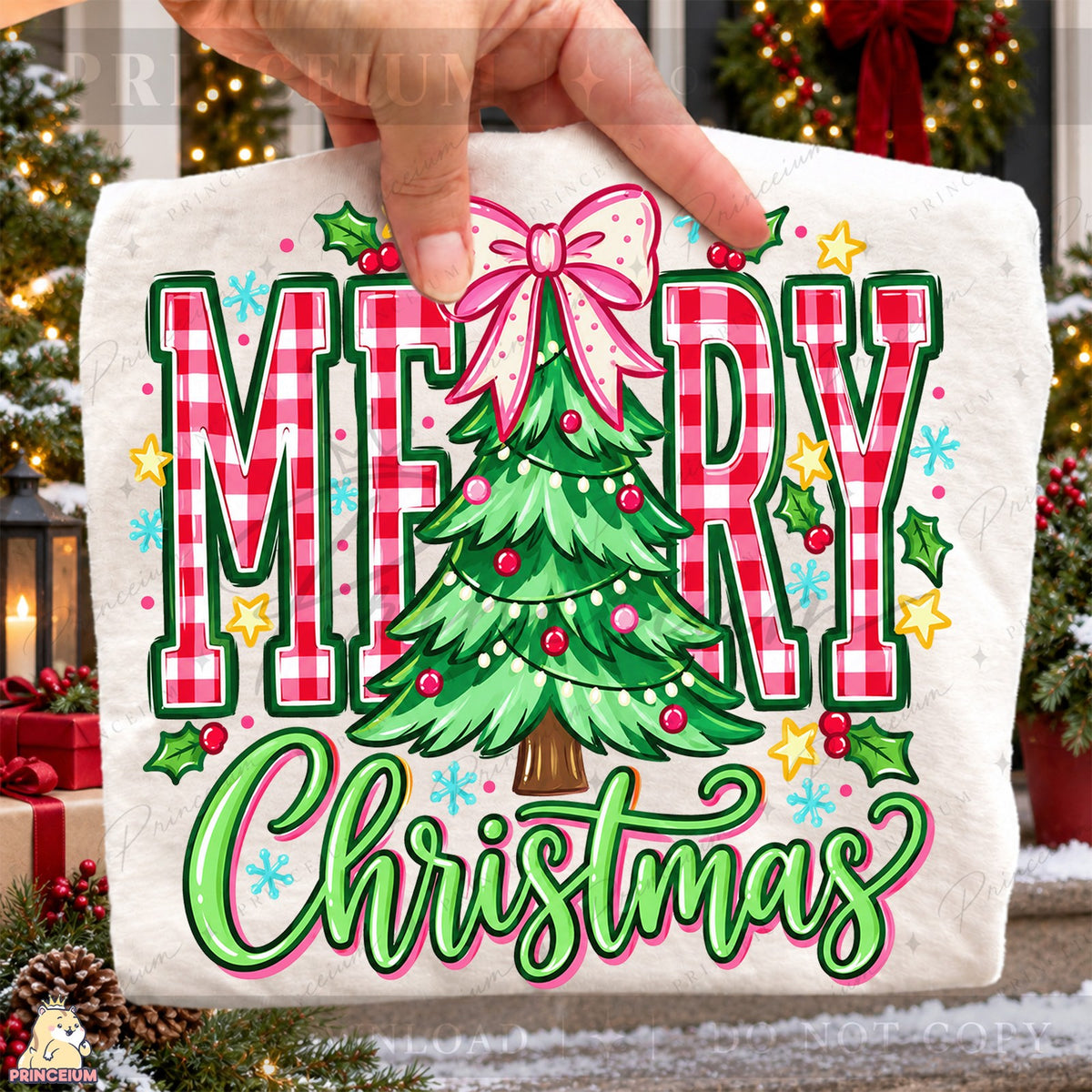 Gingham Merry Christmas Tree