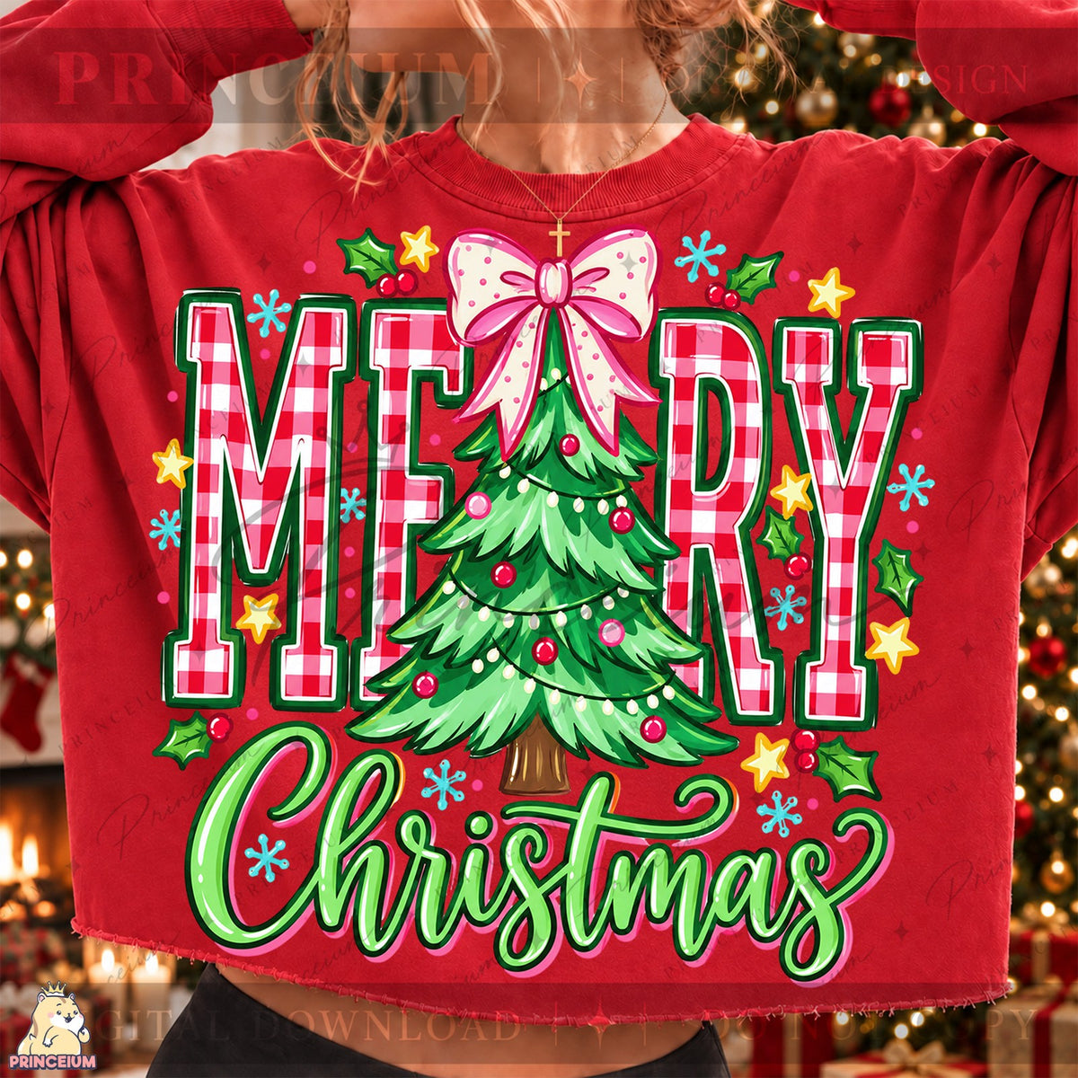Gingham Merry Christmas Tree