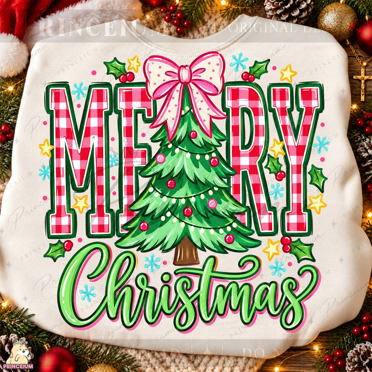 Gingham Merry Christmas Tree