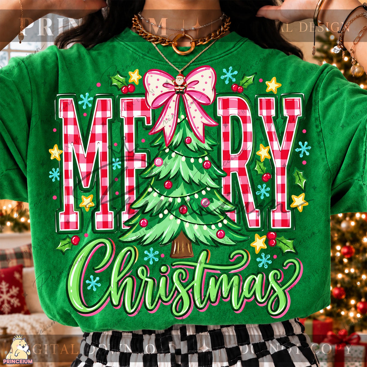 Gingham Merry Christmas Tree