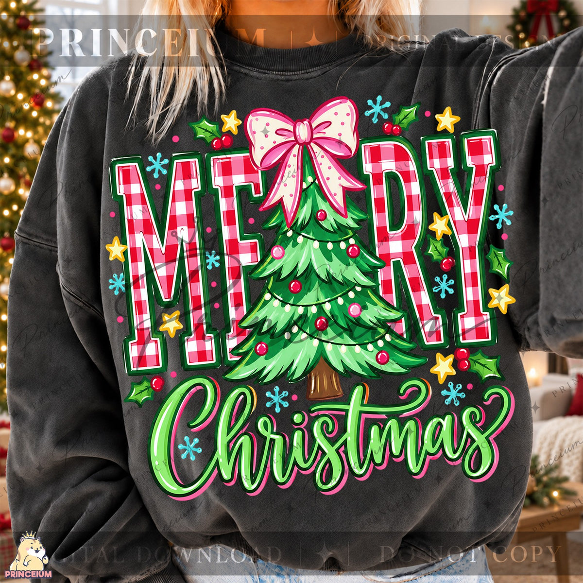 Gingham Merry Christmas Tree