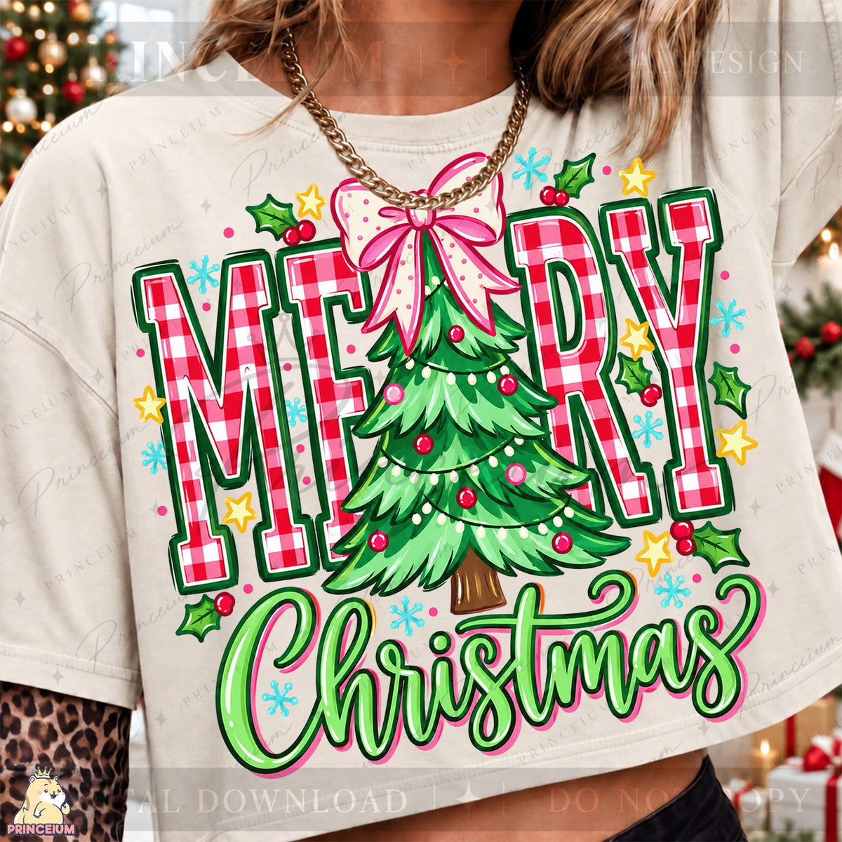 Gingham Merry Christmas Tree