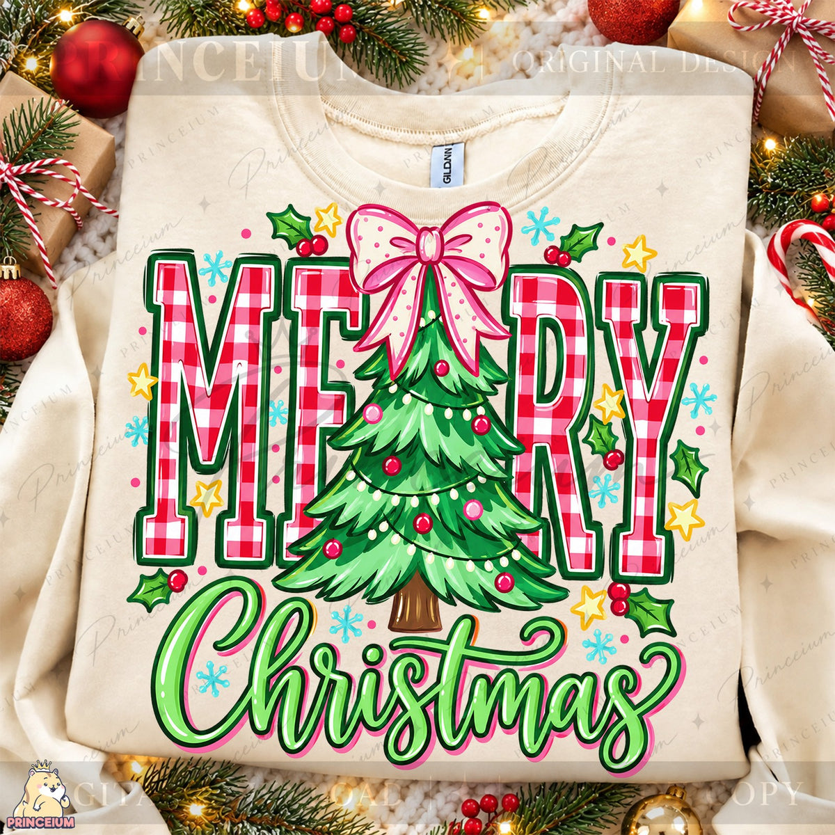 Gingham Merry Christmas Tree