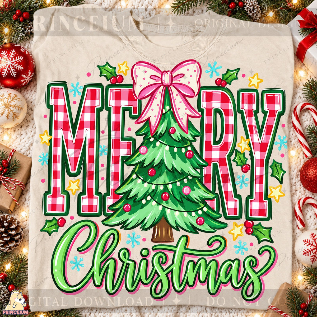 Gingham Merry Christmas Tree