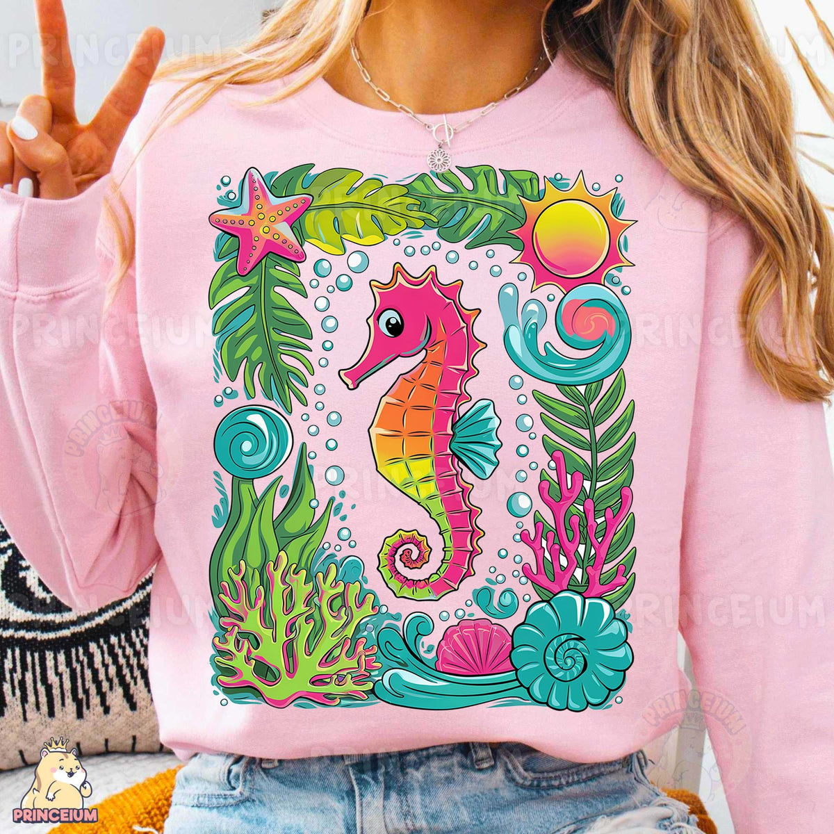Rainbow Seahorse Under the Sea