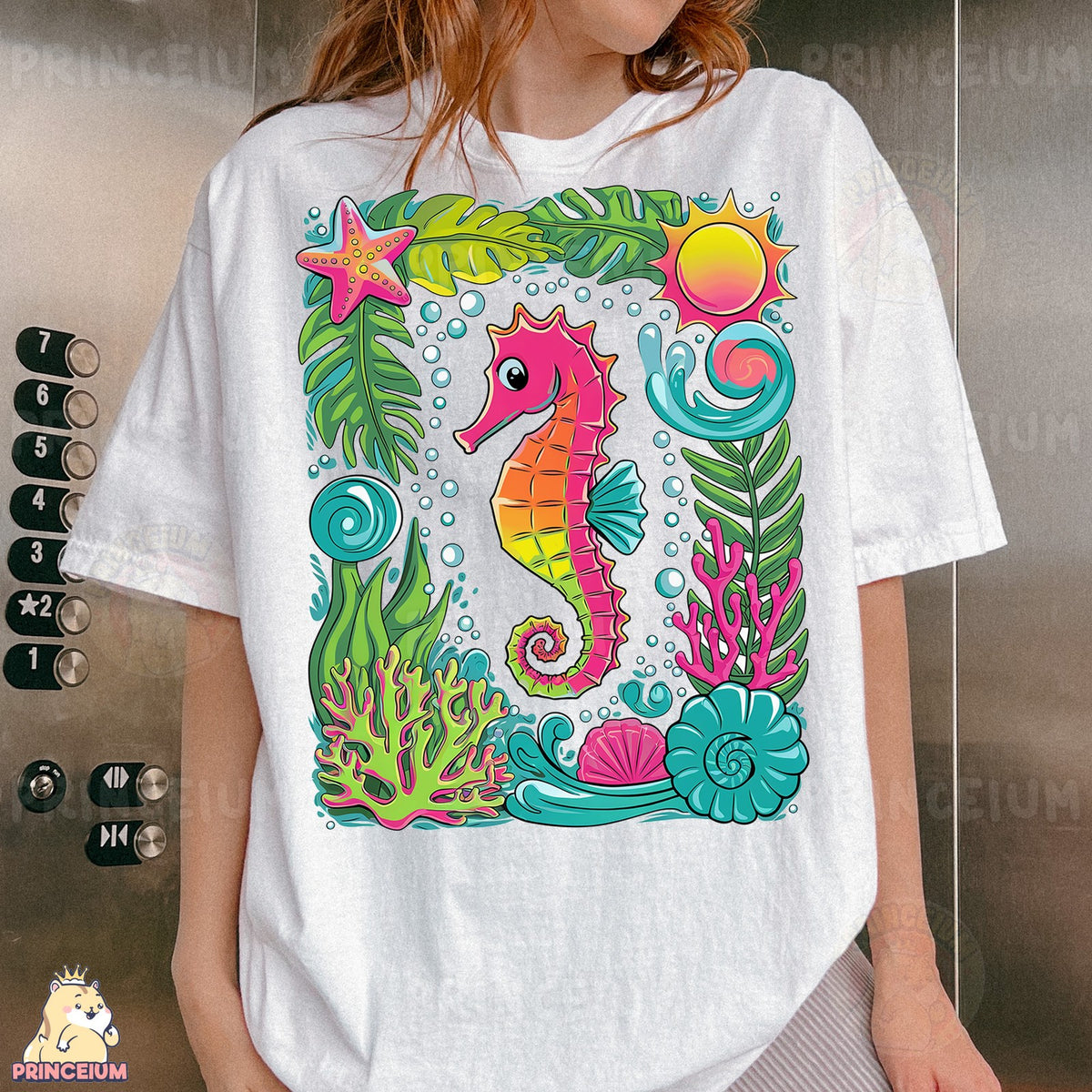 Rainbow Seahorse Under the Sea