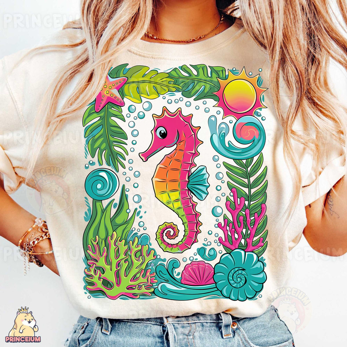 Rainbow Seahorse Under the Sea
