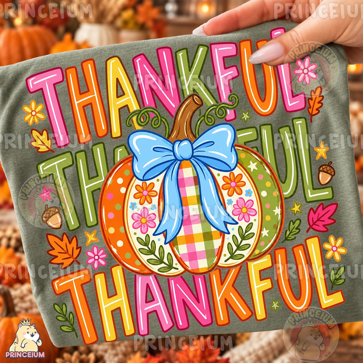 Thankful Pumpkin with Bow