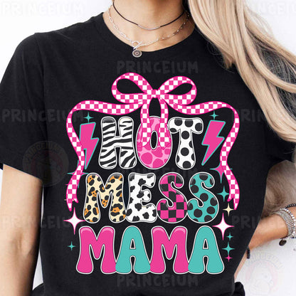 a woman wearing a black tshirt with a pink bow