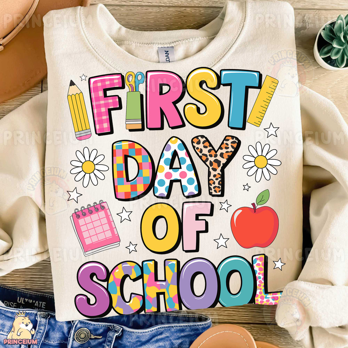 a shirt that says first day of school on it
