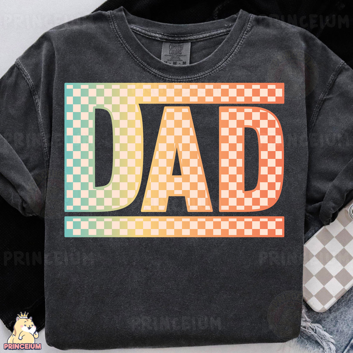 a t - shirt with the word dad printed on it