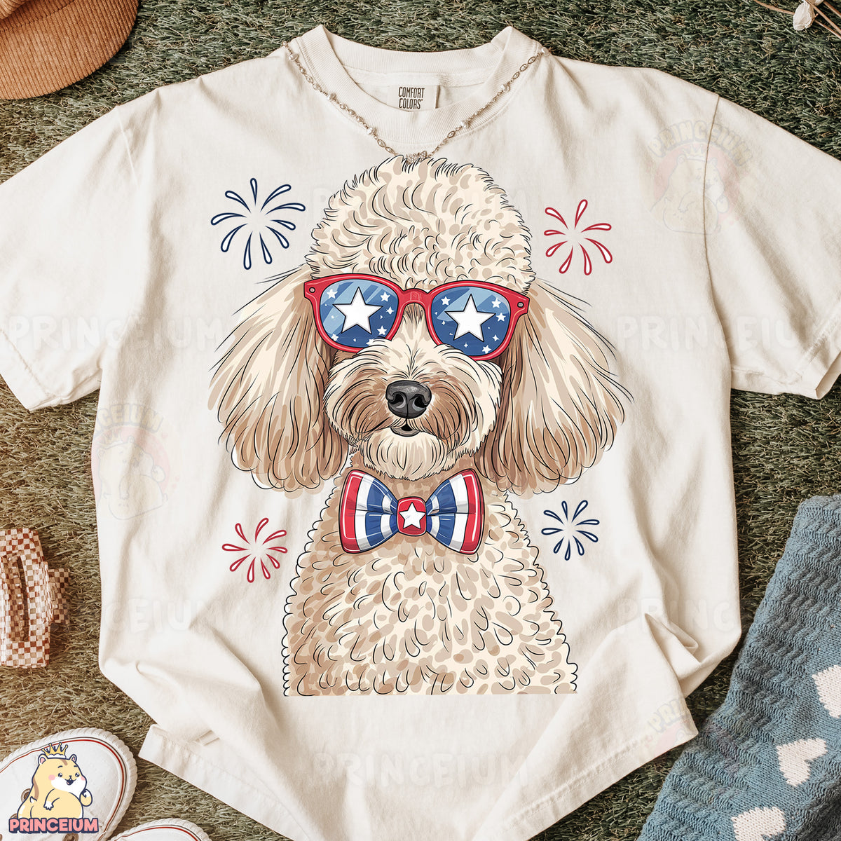 a dog wearing sunglasses and a bow tie