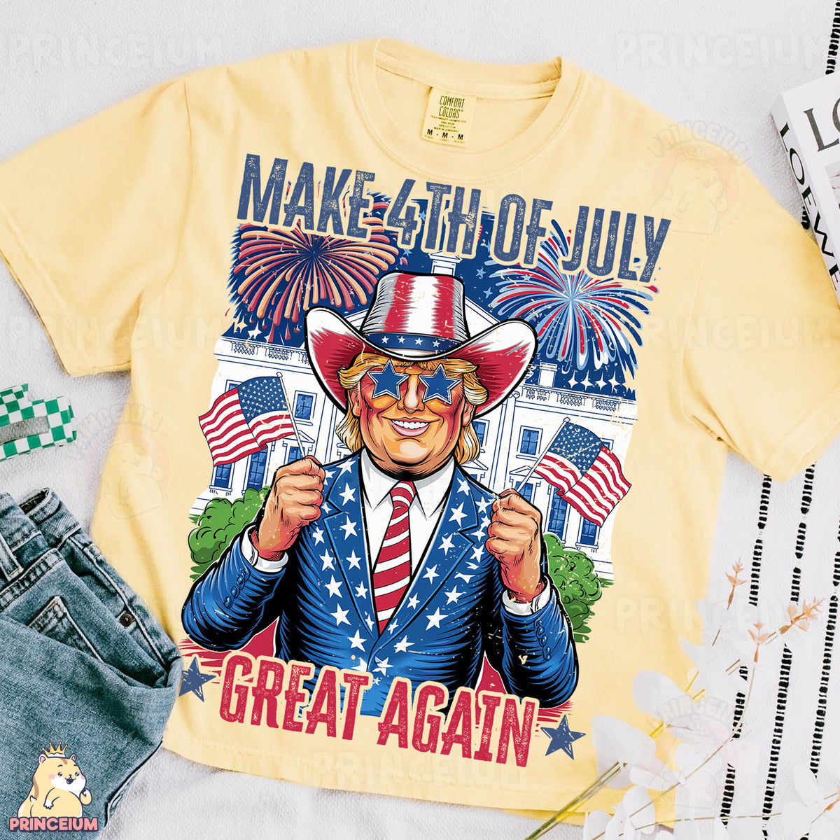 a t - shirt with an image of a man wearing a hat and glasses