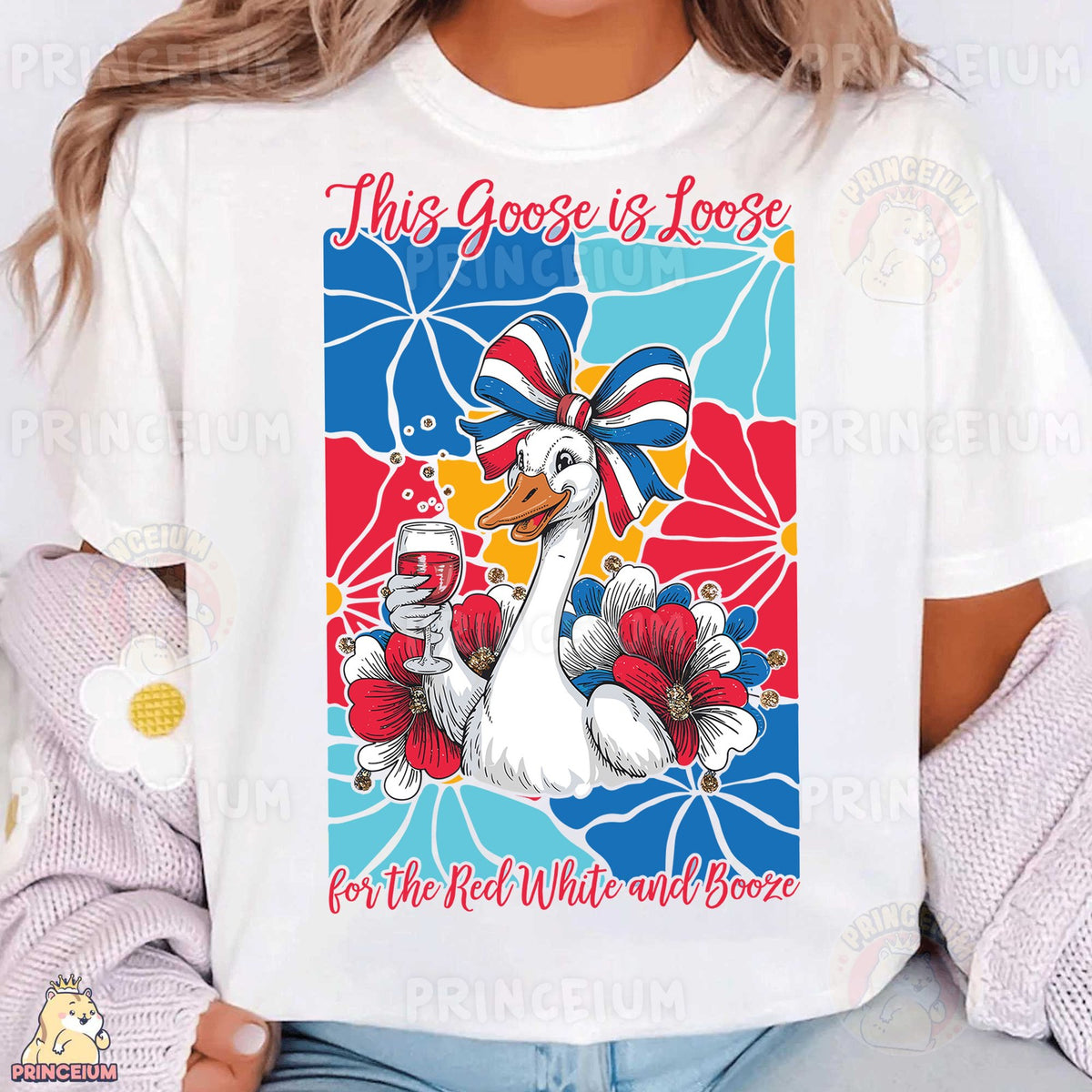 Patriotic Goose Red White and Booze