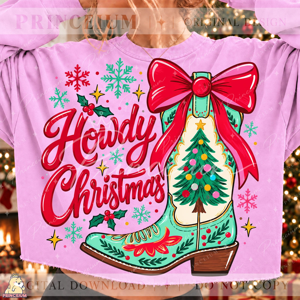 Howdy Christmas Cowboy Boot