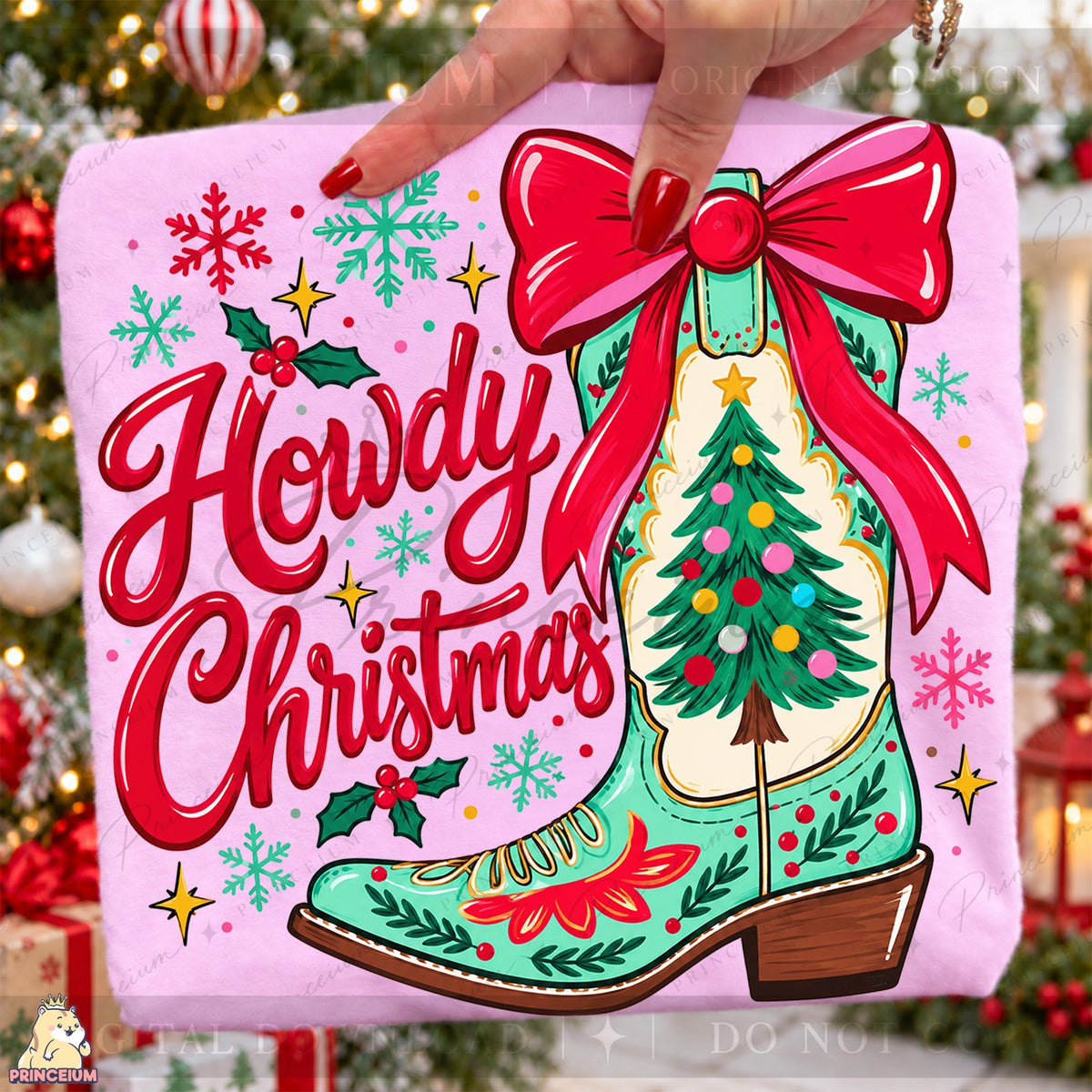 Howdy Christmas Cowboy Boot