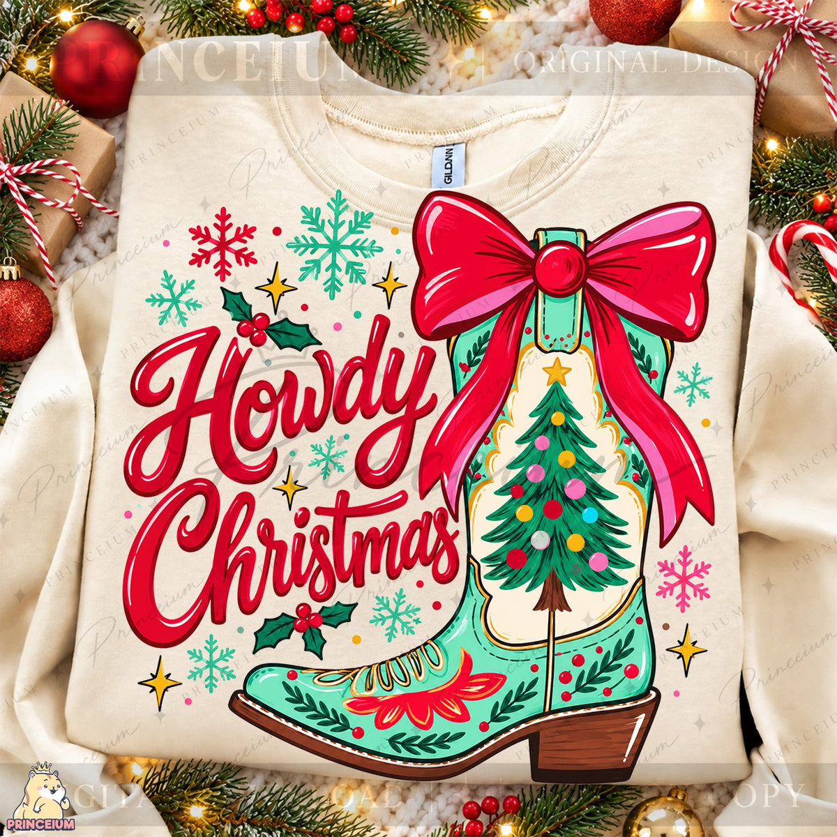 Howdy Christmas Cowboy Boot