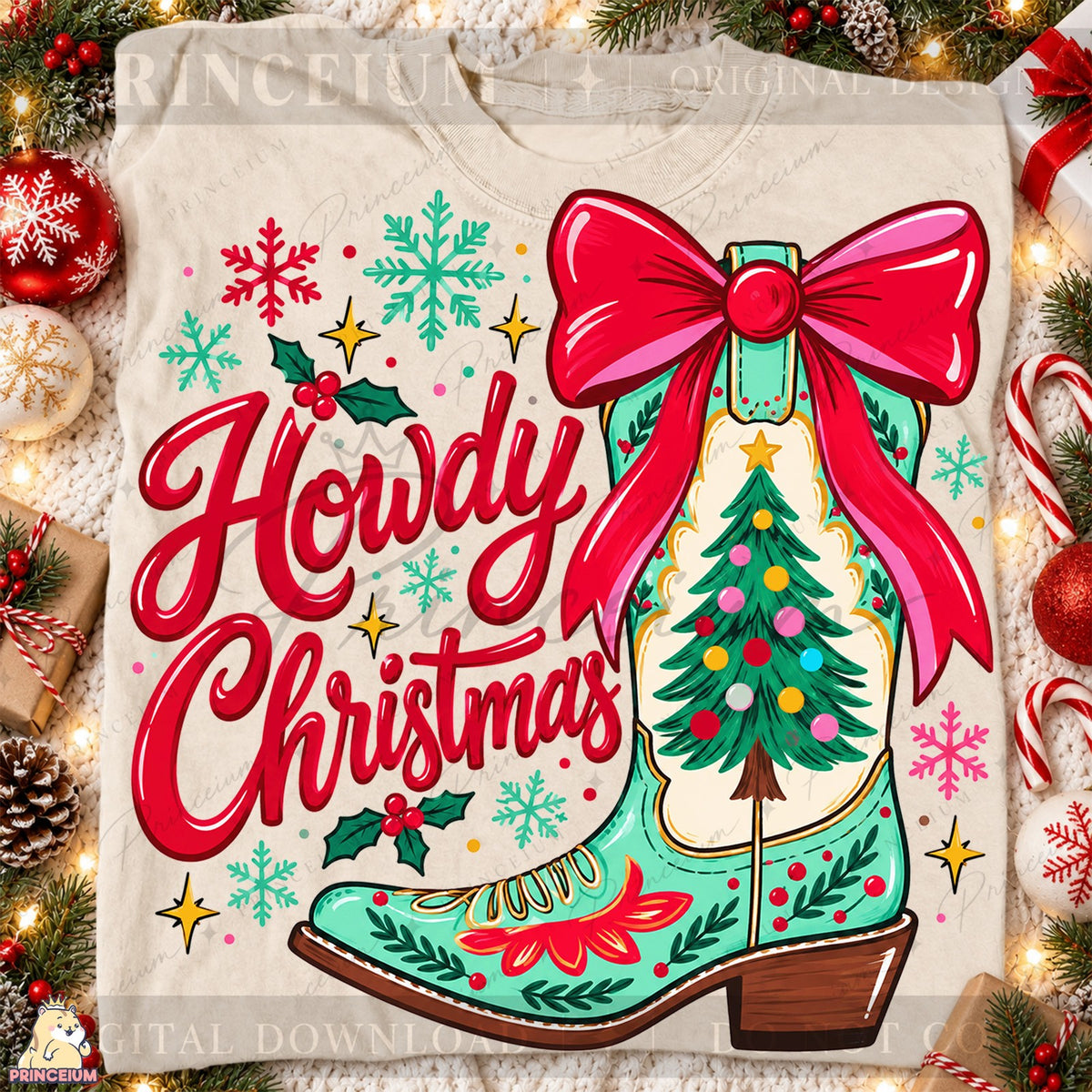 Howdy Christmas Cowboy Boot