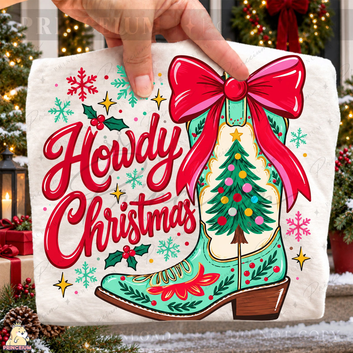 Howdy Christmas Cowboy Boot