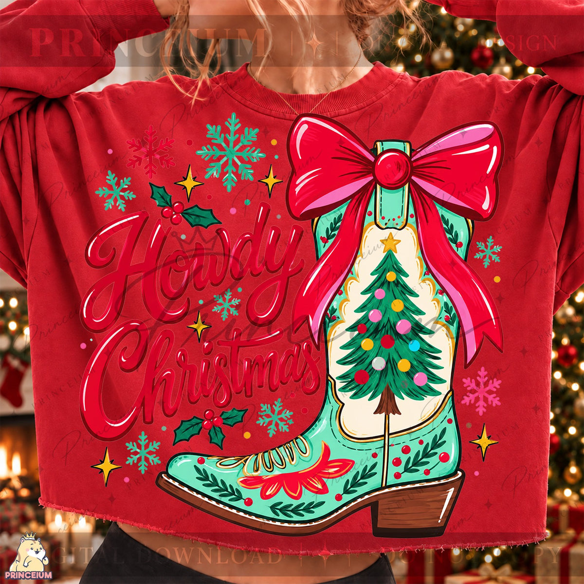 Howdy Christmas Cowboy Boot
