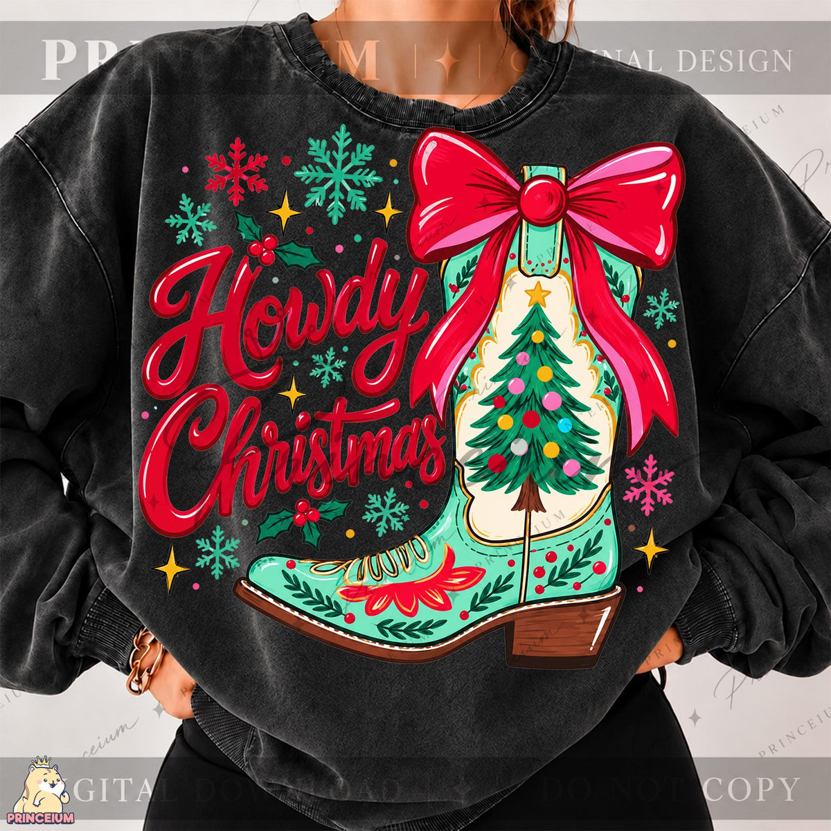 Howdy Christmas Cowboy Boot