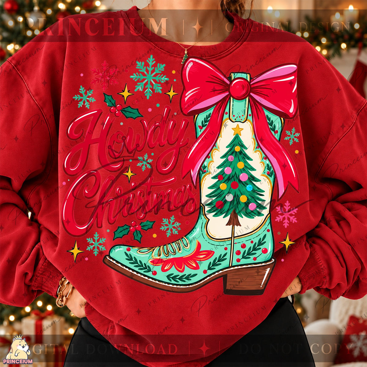 Howdy Christmas Cowboy Boot