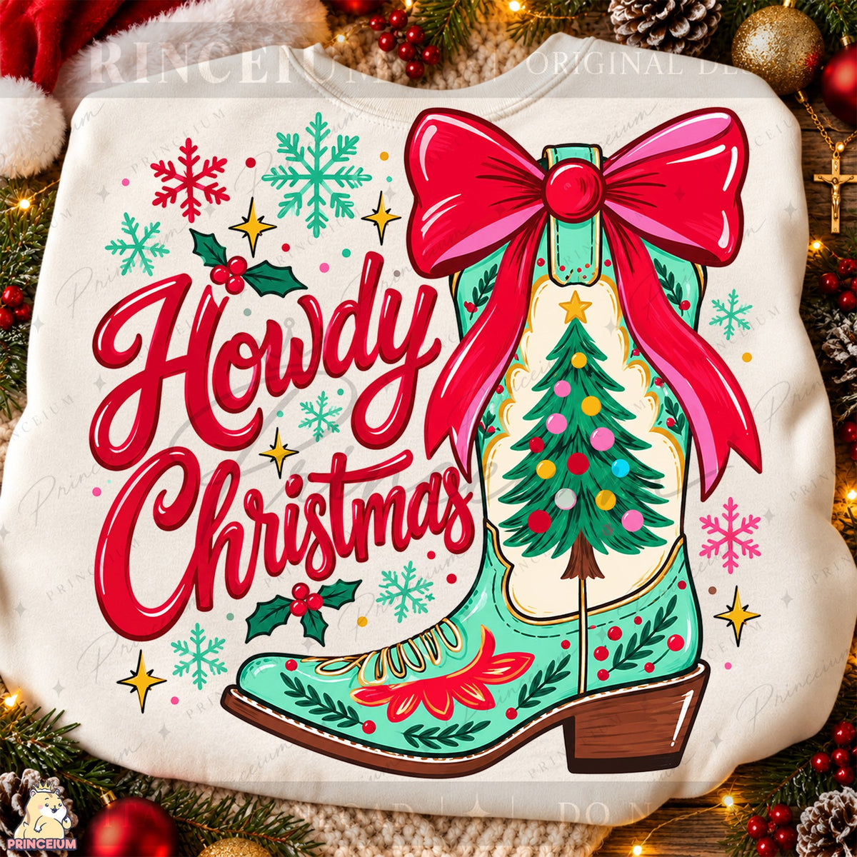 Howdy Christmas Cowboy Boot