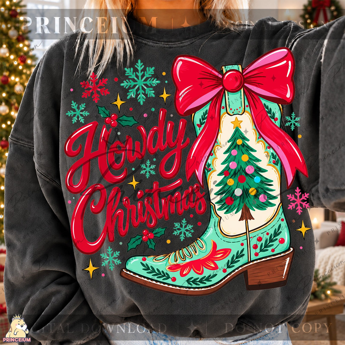 Howdy Christmas Cowboy Boot