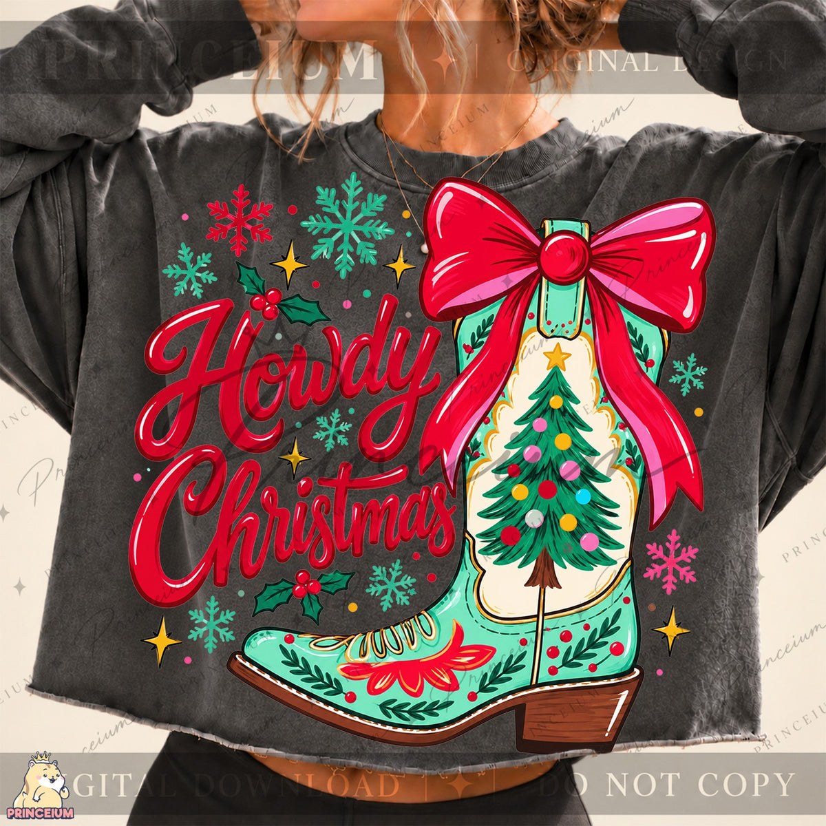 Howdy Christmas Cowboy Boot