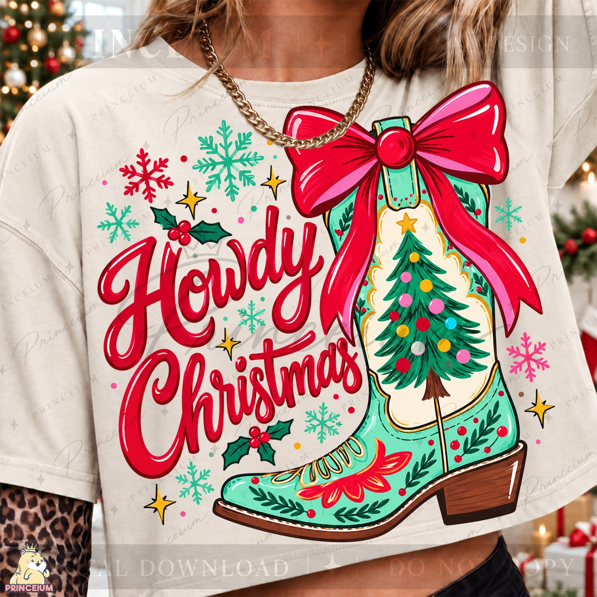 Howdy Christmas Cowboy Boot