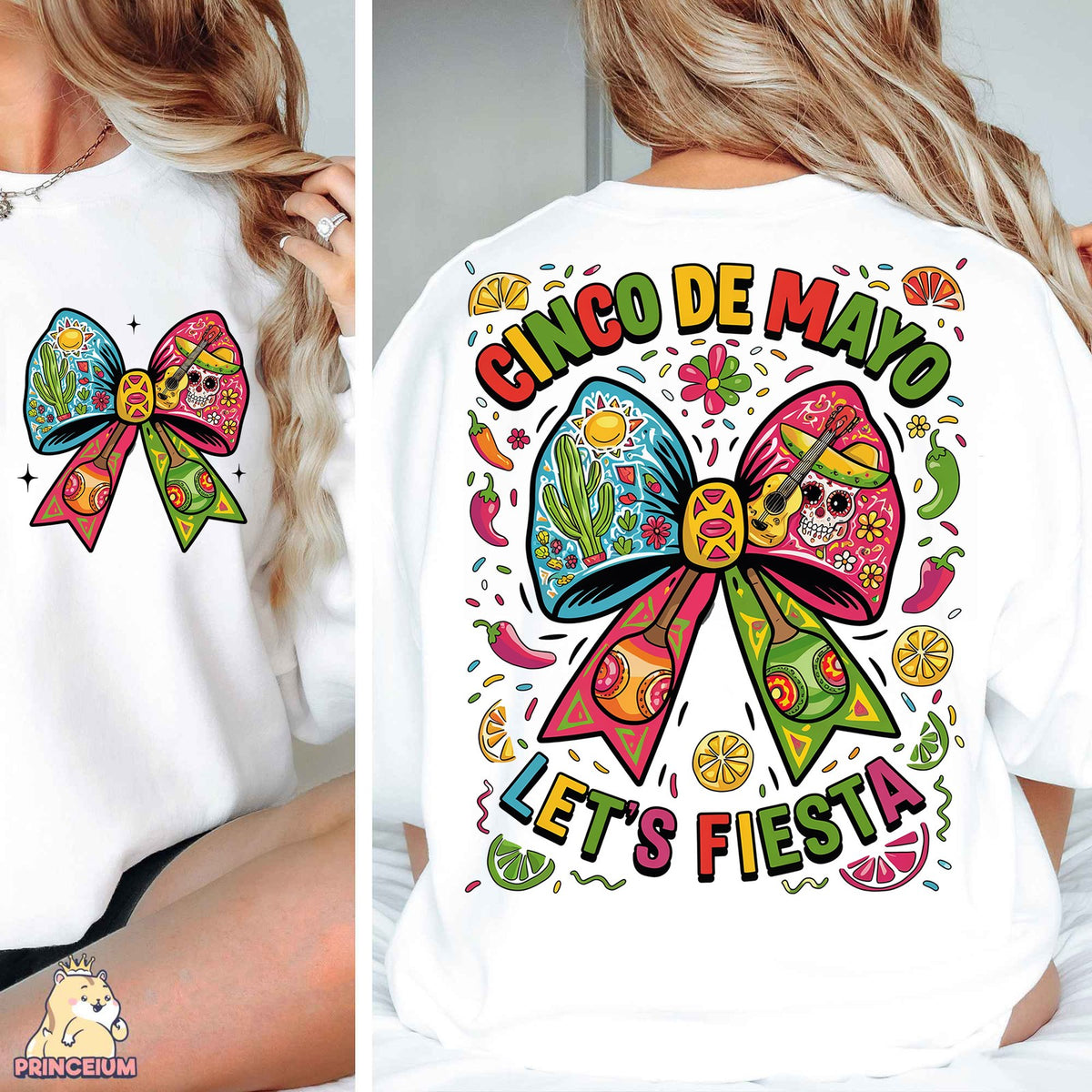 Cinco De Mayo Fiesta Bow Front and Back