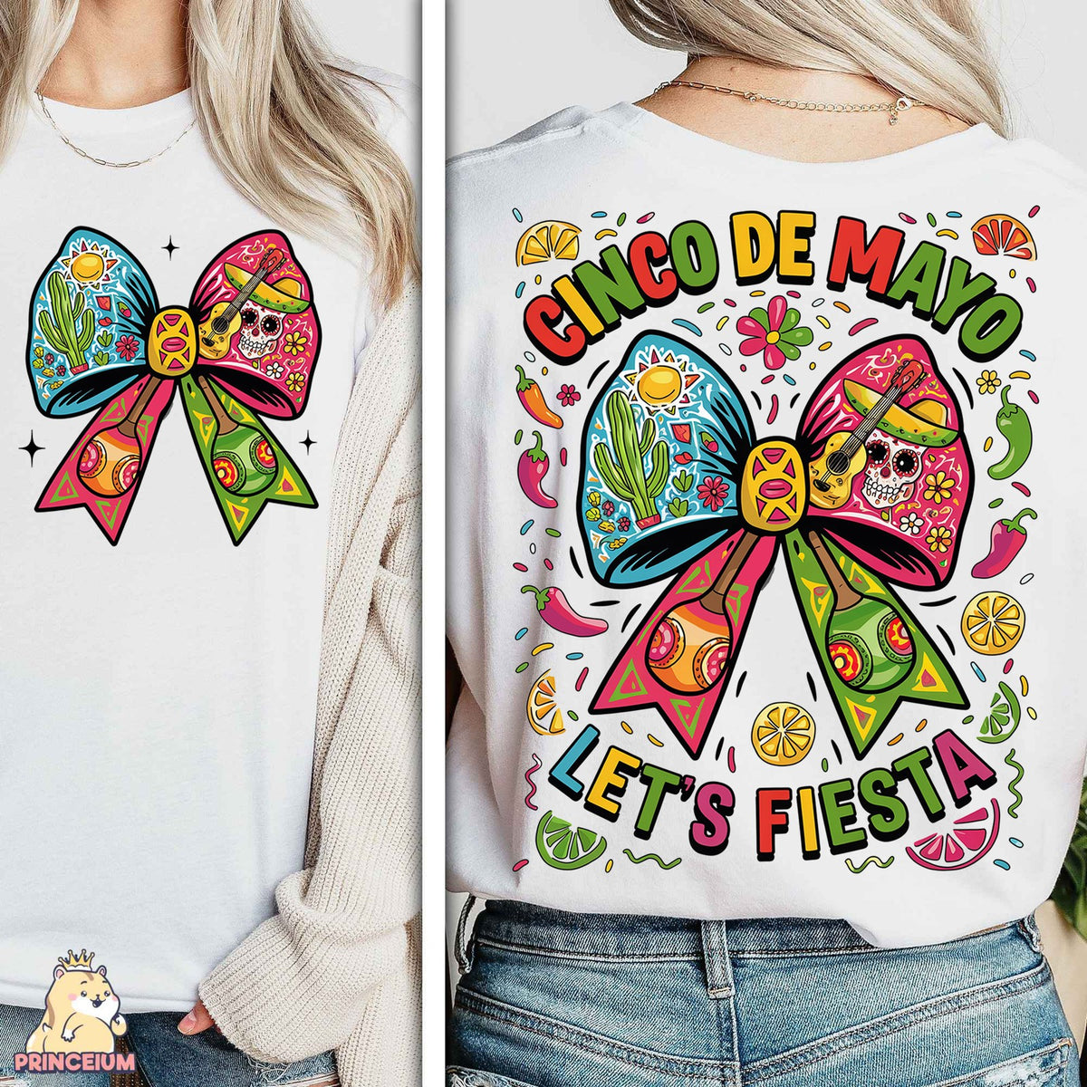 Cinco De Mayo Fiesta Bow Front and Back