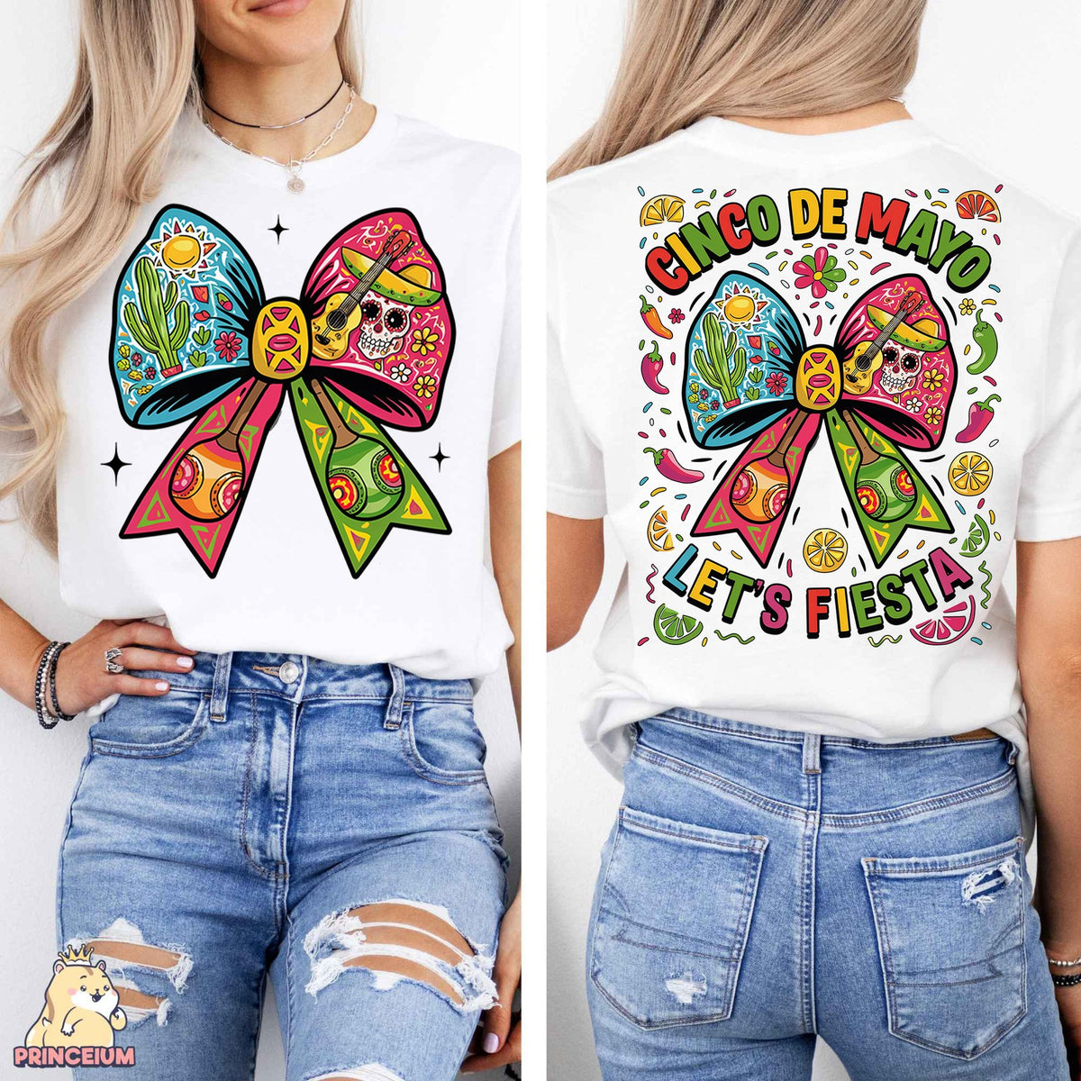 Cinco De Mayo Fiesta Bow Front and Back