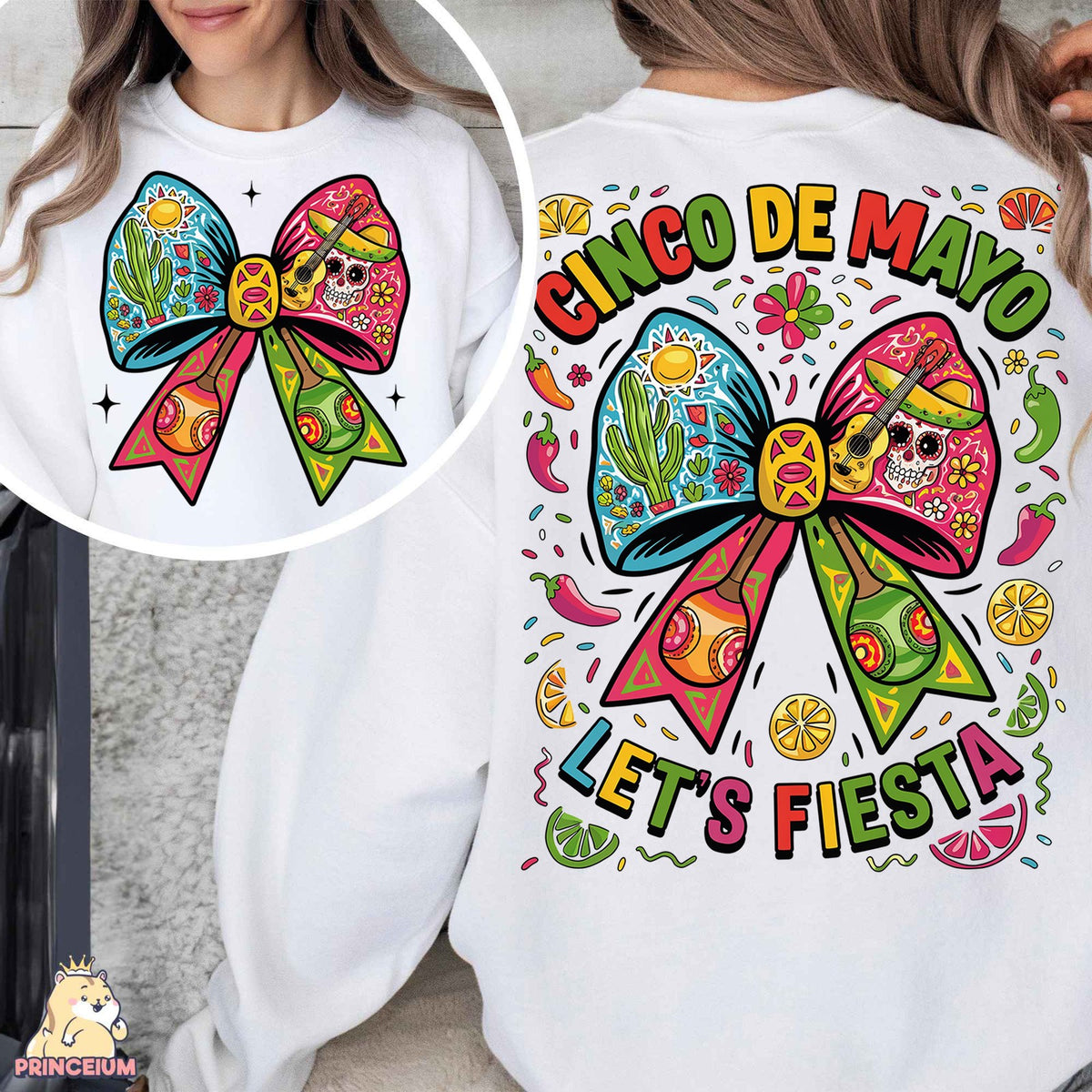 Cinco De Mayo Fiesta Bow Front and Back