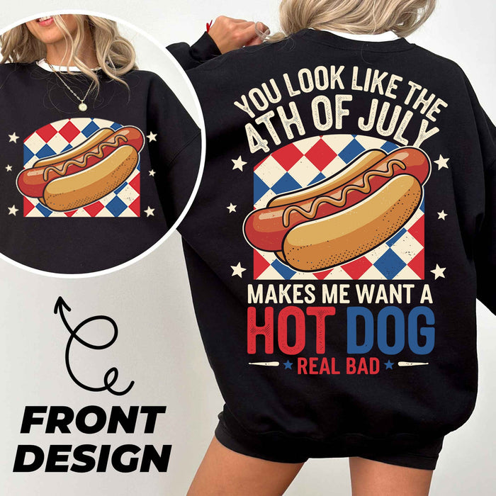 4th of July Hot Dog Front and Back