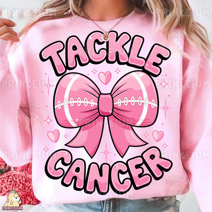 Tackle Cancer Pink Football Bow