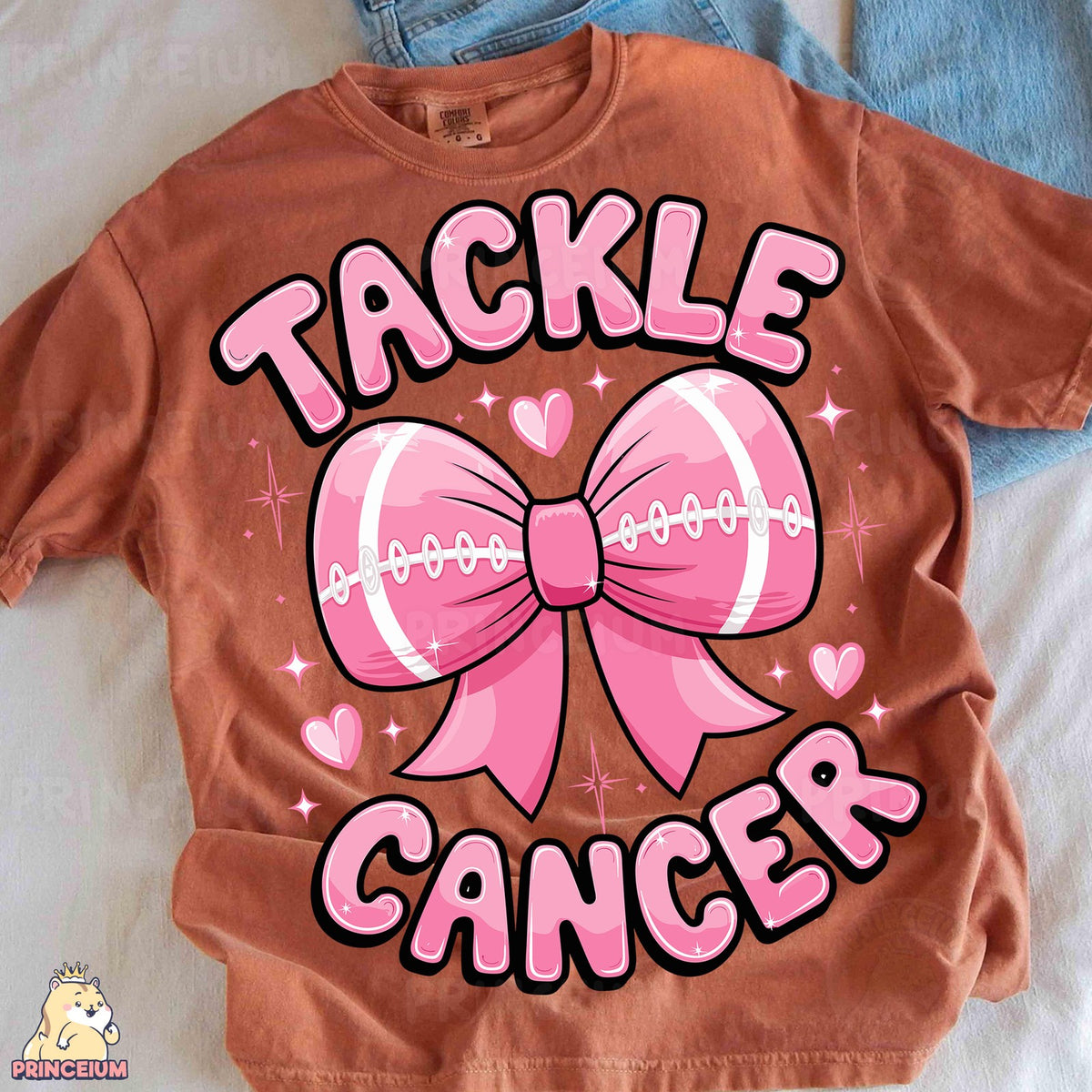 Tackle Cancer Pink Football Bow