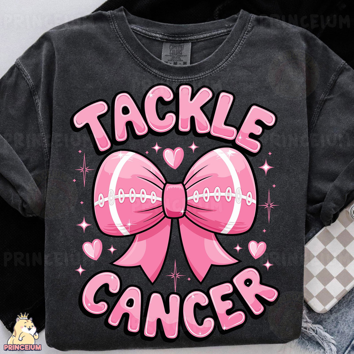 Tackle Cancer Pink Football Bow