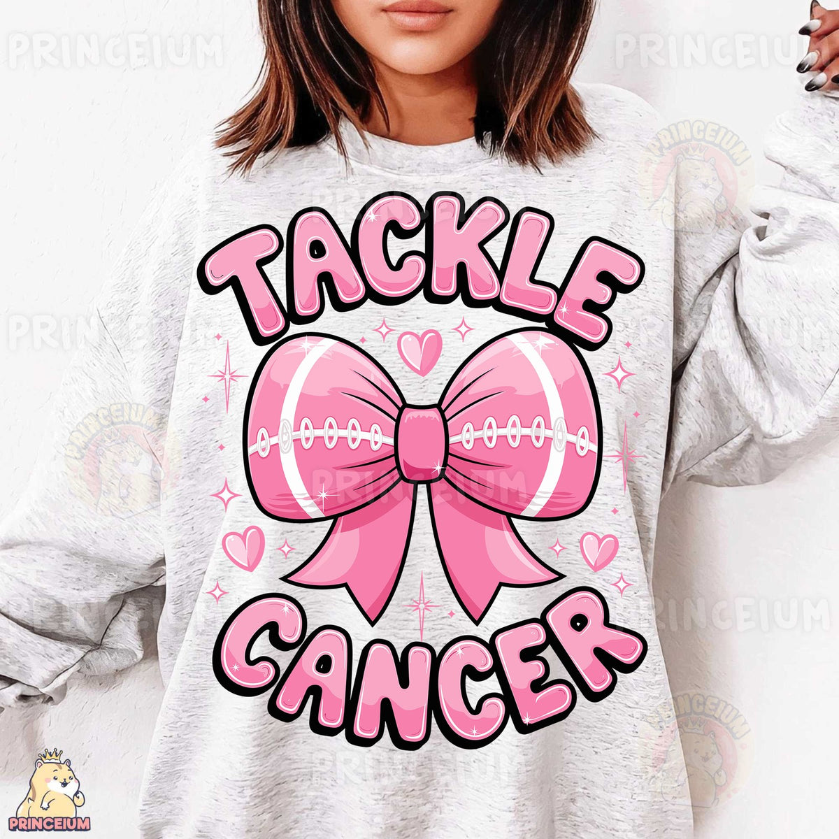 Tackle Cancer Pink Football Bow
