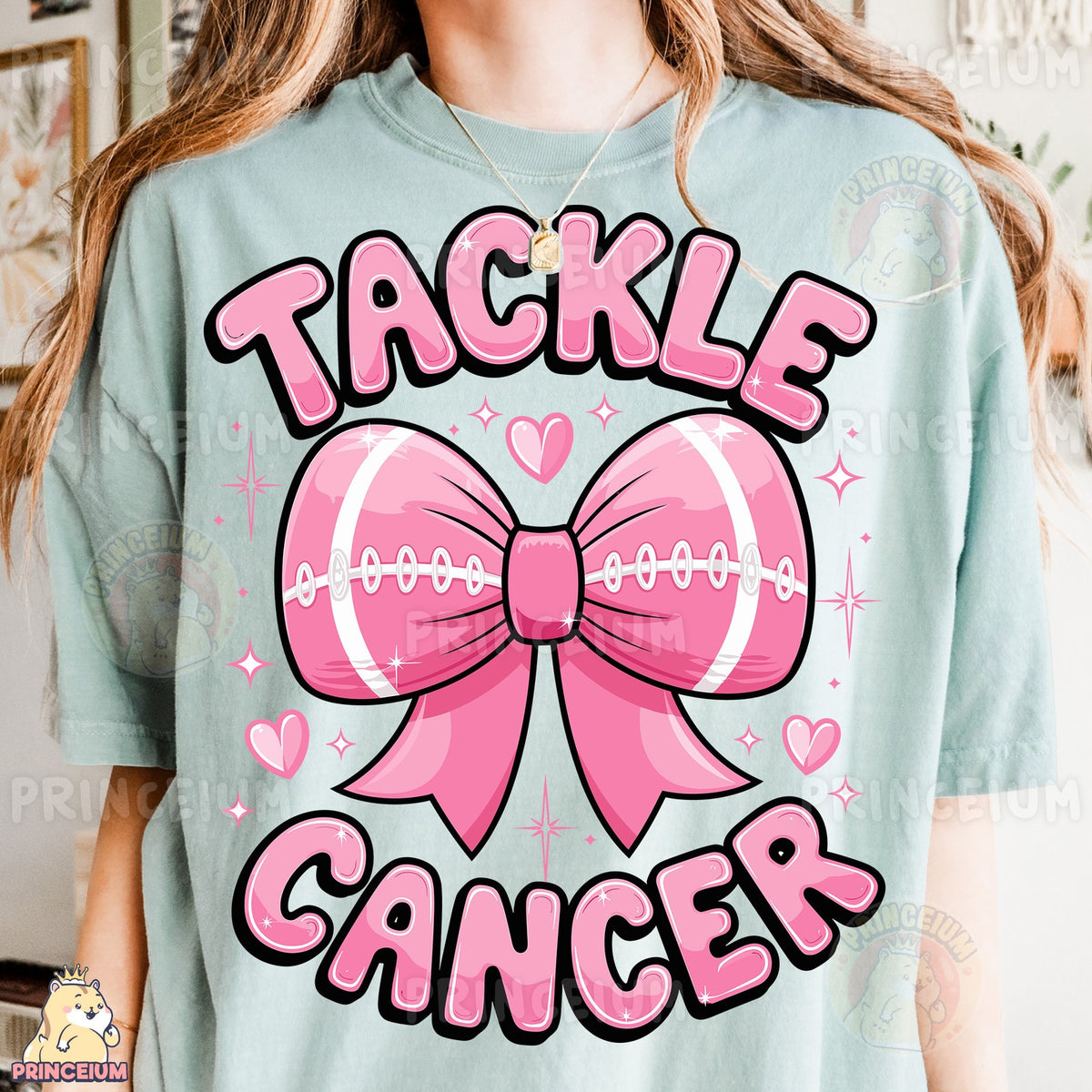 Tackle Cancer Pink Football Bow