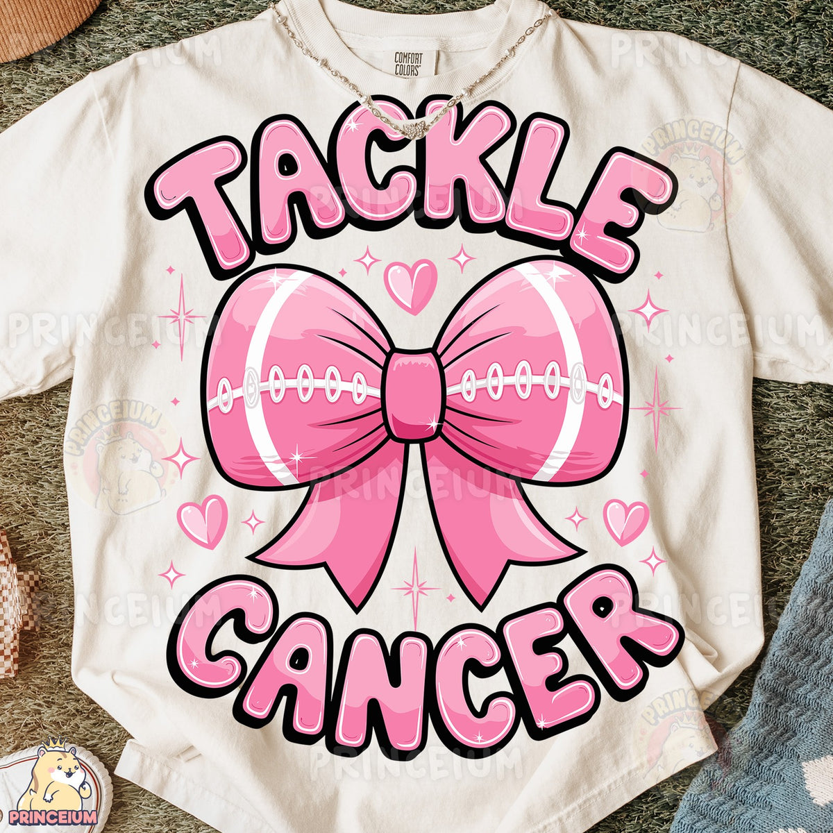 Tackle Cancer Pink Football Bow