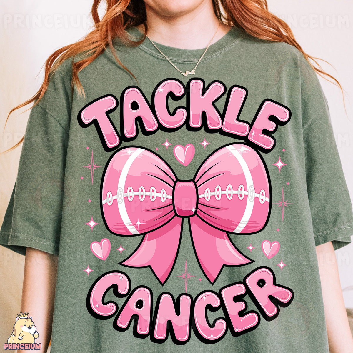 Tackle Cancer Pink Football Bow