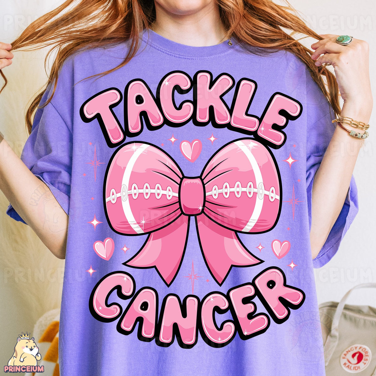 Tackle Cancer Pink Football Bow
