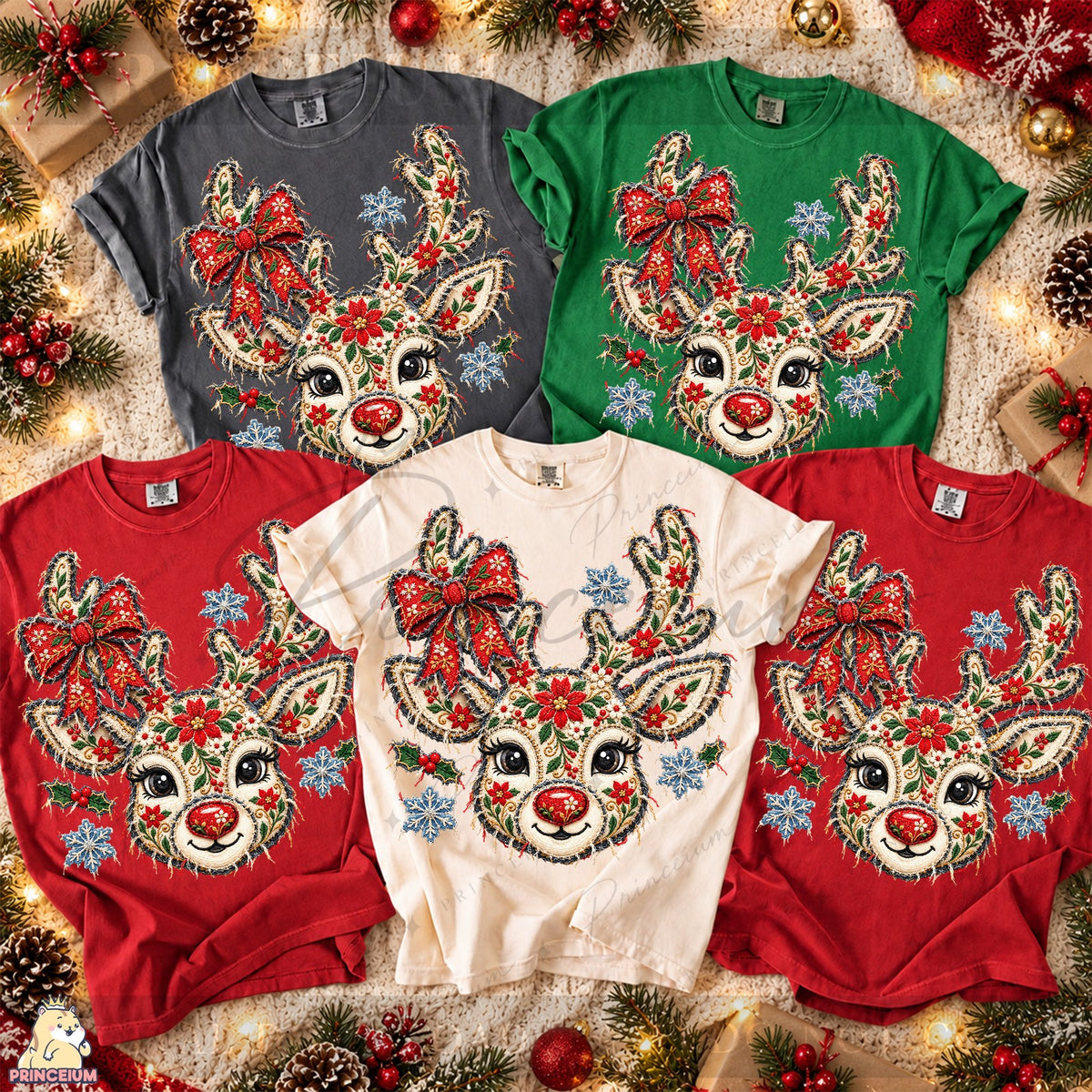 Frayed Applique Christmas Reindeer